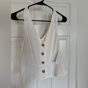 Chic White Sleeveless Blouse with Button Detail